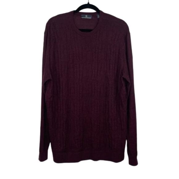 Hart Schaffner Marx Extra Fine Merino Wool XL maroon plum knit sweater V-neck - Picture 1 of 11